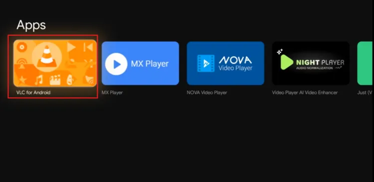 Select VLC Media Player from the Google TV search results