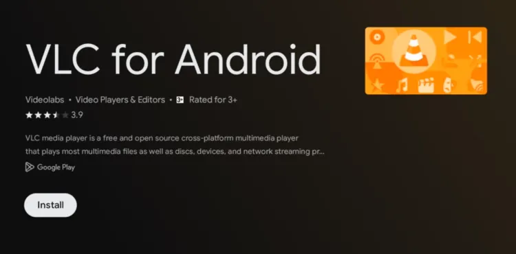 Click Install to add VLC Media Player on Google TV
