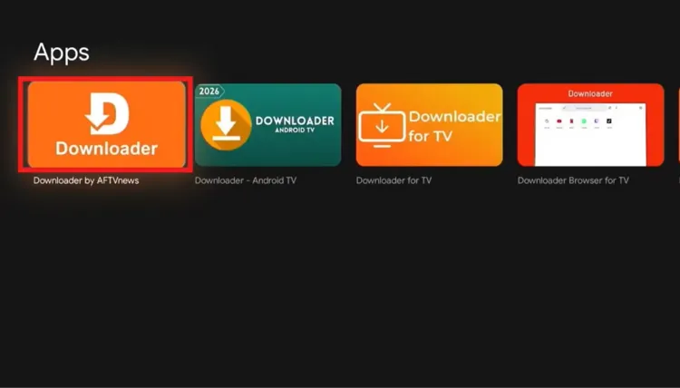 Downloader app by AFTV News in the search results