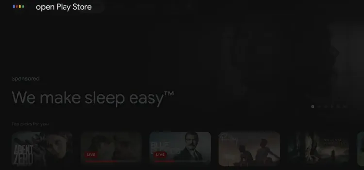 Say Open Google Play Store using the Google TV voice command