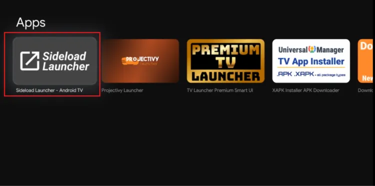 Select Sideload Launcher from the Google TV search results