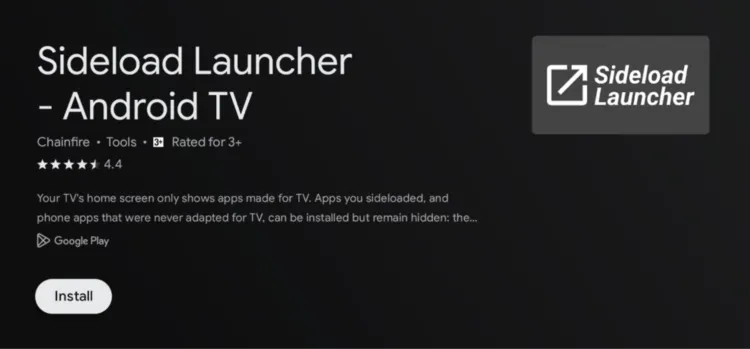 Click Install to add Sideload Launcher on Google TV
