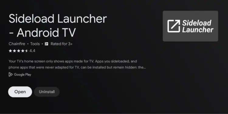 Click Open to launch Sideload Launcher on Google TV