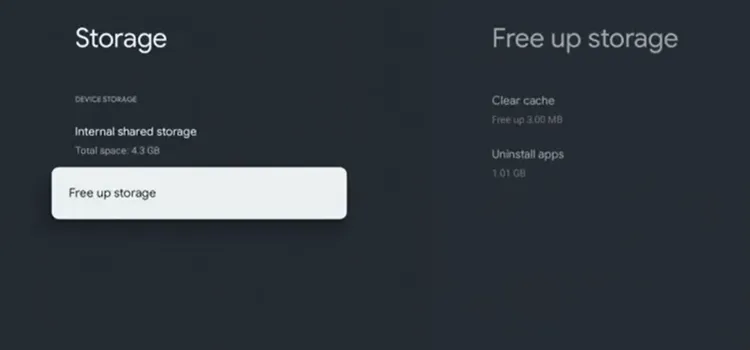 Select Free up storage on Google TV