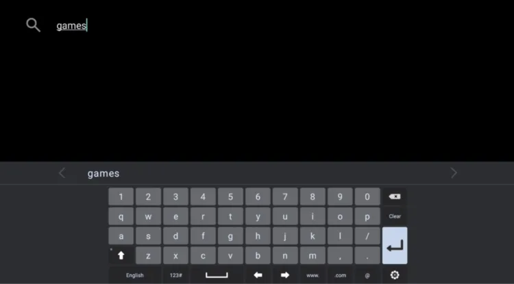 Search for games in the Google TV app search