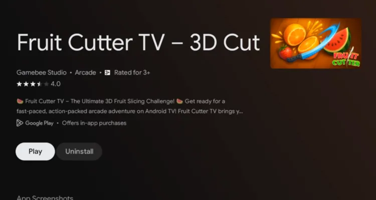Click Open to launch Beach Racing on Google TV