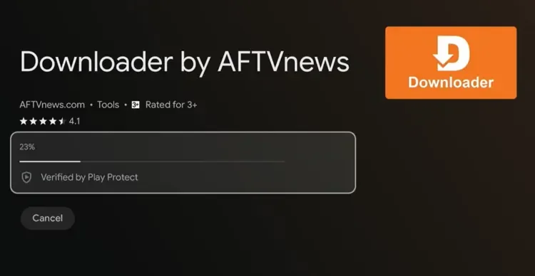 Downloader installing on Google TV with Play Protect verification