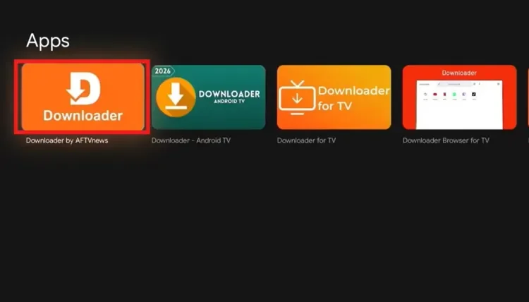 Select Downloader by AFTVnews in the Google TV search results